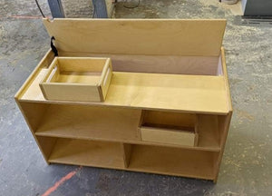 Montessori double shelf with toy chest