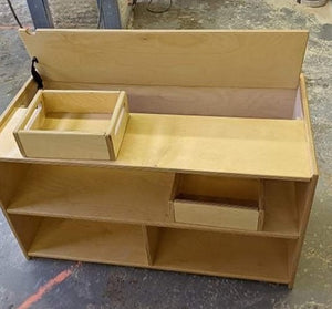 Montessori double shelf with toy chest